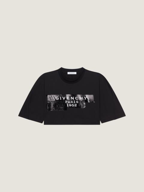 Givenchy CROPPED COCOON T-SHIRT IN COTTON WITH GIVENCHY TAPE PRINT