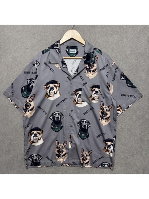 Schott Schott Rayon Open Collar Aloha Total Patern Dog Logo Shirt