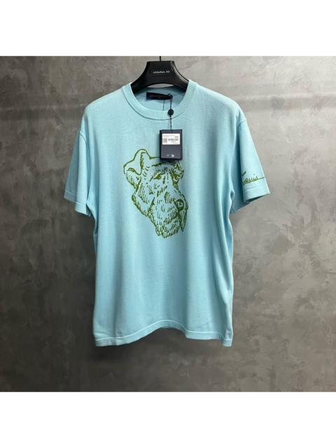 Louis Vuitton Louis Vuitton Blue Crew-Neck Short-Sleeve T-Shirt with Embroidered Logo Lettering