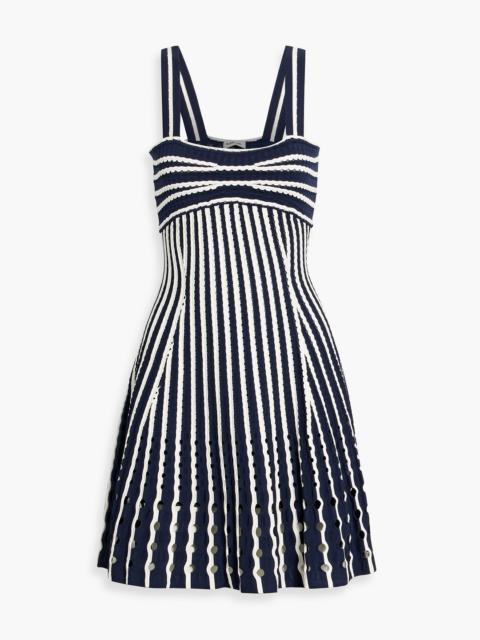 SIMKHAI Franklin striped laser-cut stretch-knit mini dress