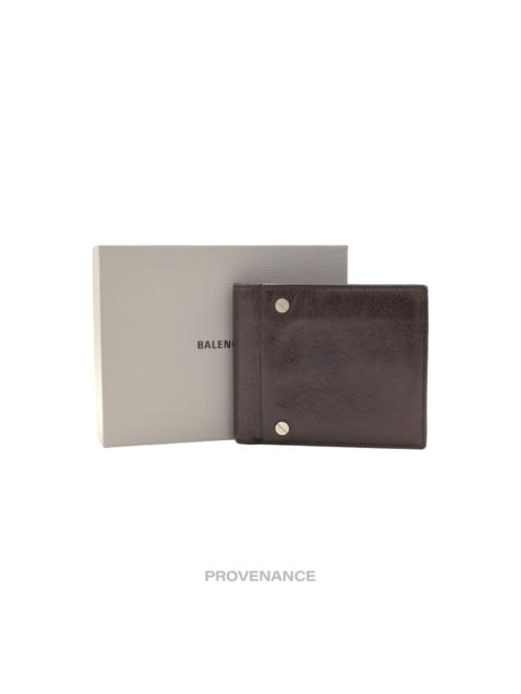 BALENCIAGA Balenciaga Screw Stud Bifold Wallet - Chocolate Leather