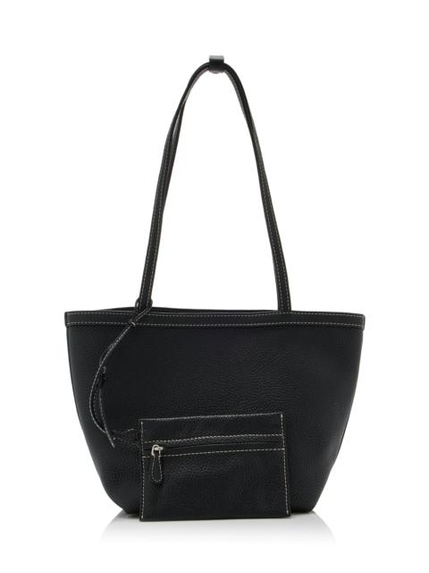 The Row Medium Park Leather Stitched Tote black