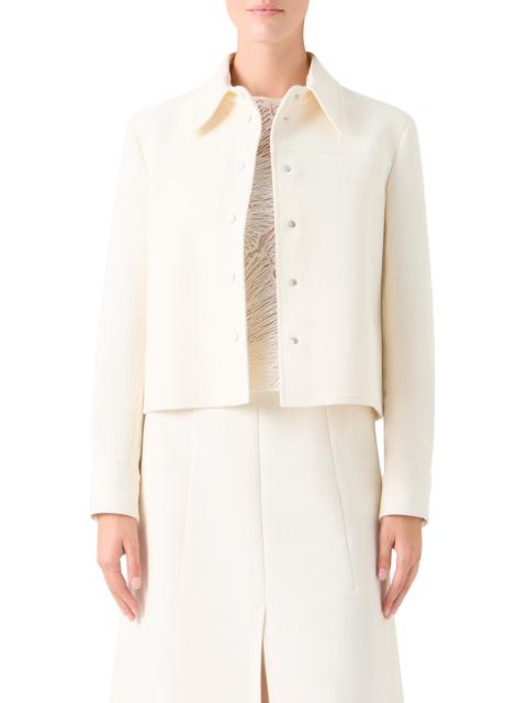 AKRIS Akris Talitha Crop Cotton & Silk Shirt Jacket in Ecru at Nordstrom