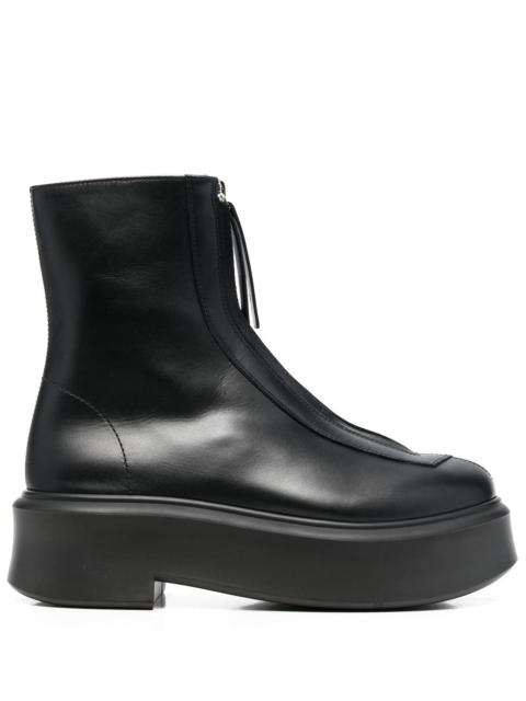 The Row Black Zipped Leather Ankle Boots