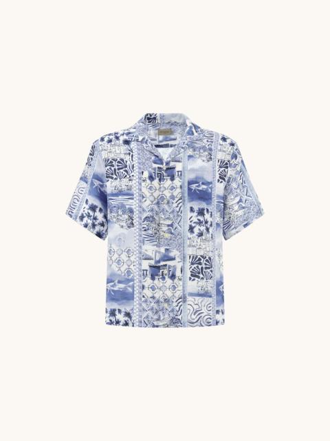 Paul & Shark LINEN SHIRT WITH GREECE VOYAGE PRINT