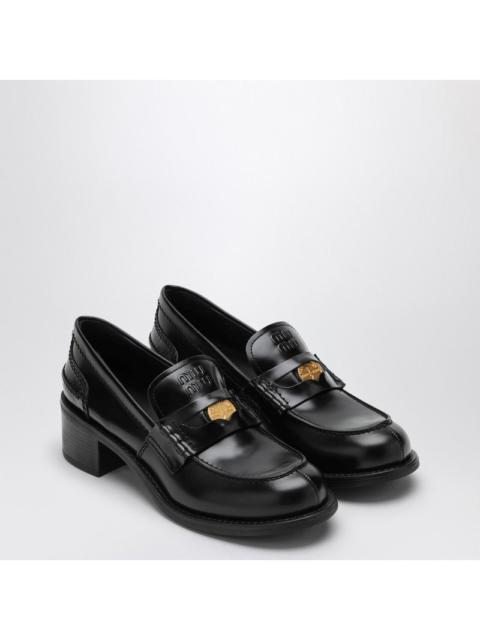 Miu Miu Miu Miu Black Penny Loafer In Brushed Leather Women