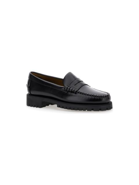 SEBAGO Black Slip-on Loafers With Lug Sole In Leather Woman