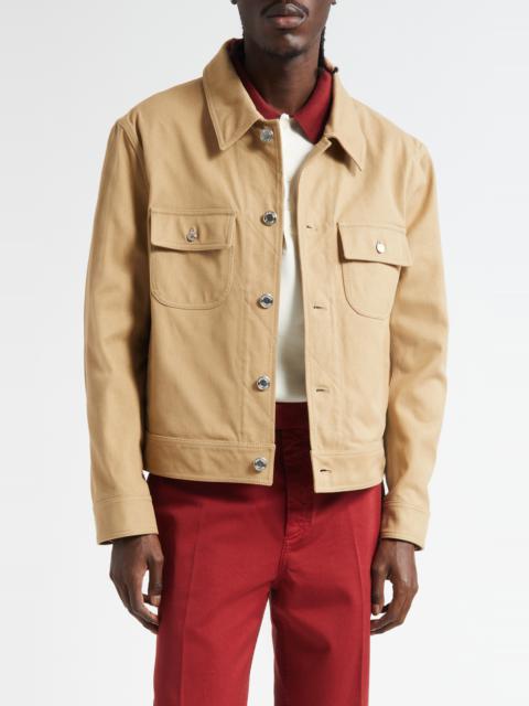 Thom Browne Thom Browne Backstrap Denim Utility Jacket in Khaki at Nordstrom