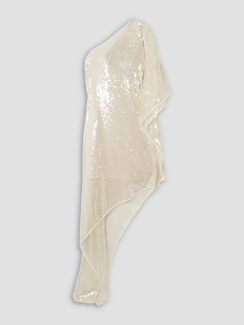 Stella McCartney One-shoulder asymmetric sequined mesh maxi dress