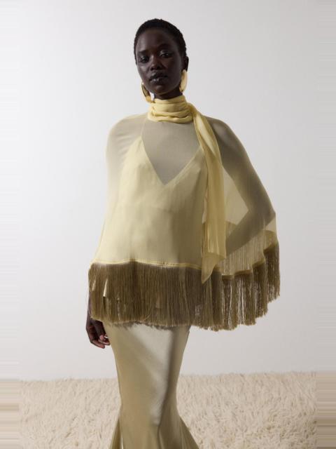 De La Vali LEVANTO PONCHO IN SAND GEORGETTE CHIFFON