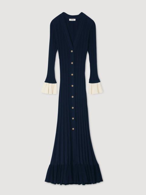 Sandro TWO-TONE KNIT MAXI DRESS