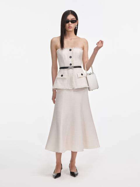 self-portrait Cream Boucle Bandeau Midi Dress