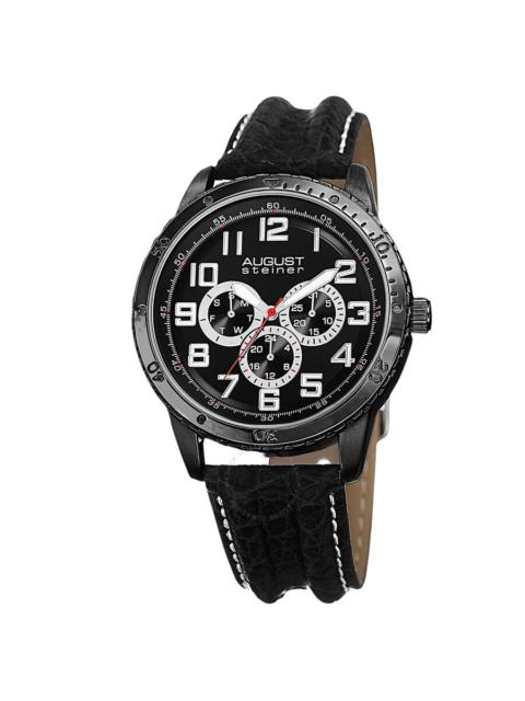 Other Designers August Steiner Black Dial Black Leather Men's Watch AS8116BK