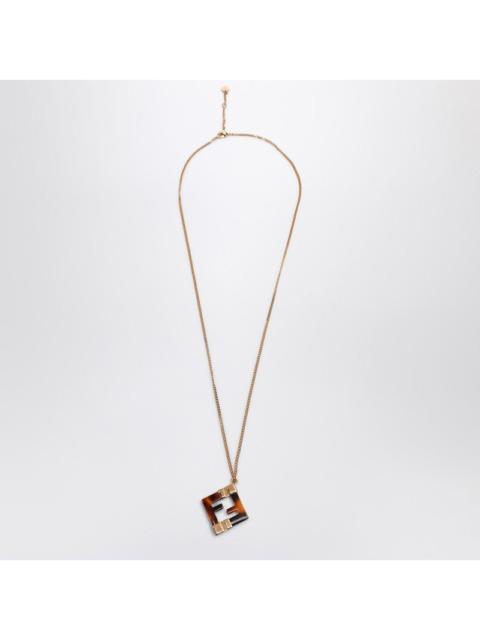 ネックレス・ペンダント Fendi Forever Fendi l And Plexiglass Gold Brown Necklace FENDI Fendi Forever Fendi Metal And Plexiglass Gold/Brown
