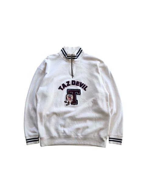 Other Designers Vintage - Warner Bros TAZ DEVIL Embroidery Logo Half Zipper Sweatshirt