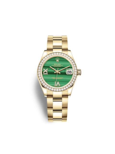 ROLEX Rolex Datejust 31 Malachite Diamond Dial Ladies 18kt Yellow Gold Oyster Watch 278288MLRDO