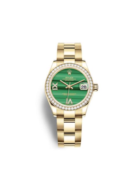 Rolex Datejust 31 Malachite Diamond Dial Ladies 18kt Yellow Gold Oyster Watch 278288MLRDO