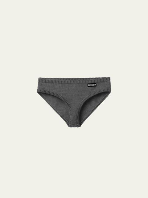 Miu Miu Intarsia Logo Cashmere Briefs