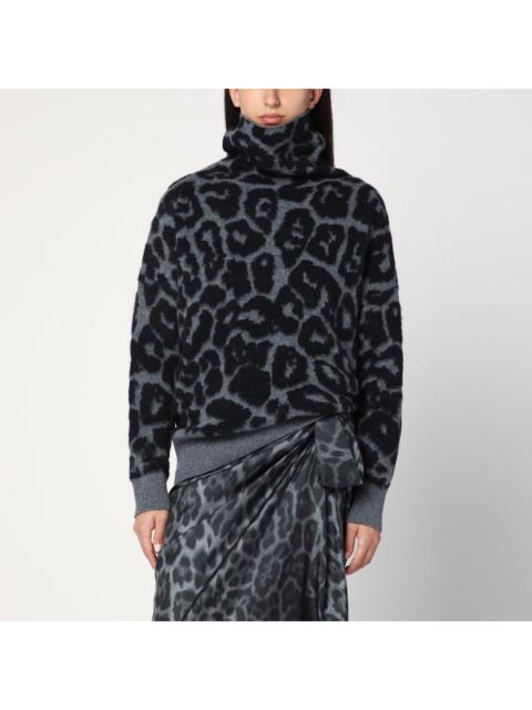 Stella McCartney Stella Mccartney Leopard Print Turtleneck Sweater In Wool Women