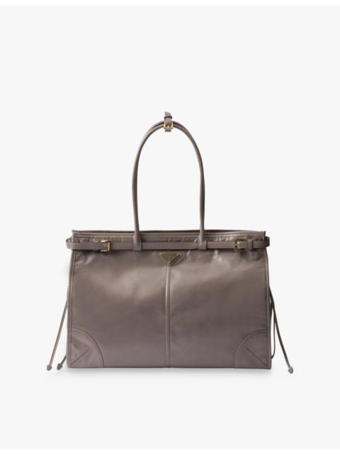 Prada Brand-plaque large leather shoulder bag