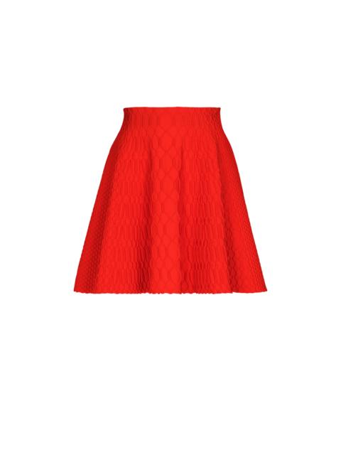 Balmain Flared crocodile-knit skirt