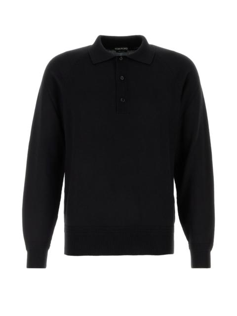 Tシャツ・カットソー TOM FORD Black wool blend polo shirt TOM FORD Black wool blend polo shirt | gebnegozionline
