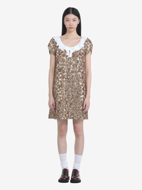 N°21 SHORT DRESS WITH GOLD EMBROIDERY AND RUFFLED COLLAR
