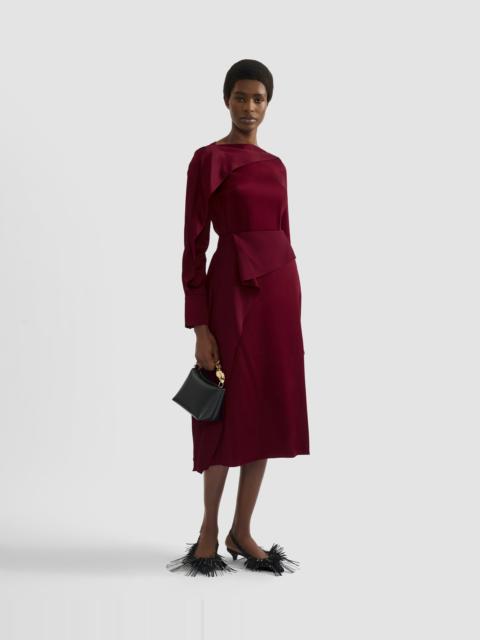 Erdem DRAPED SATIN CADY LONG SLEEVE BLOUSE