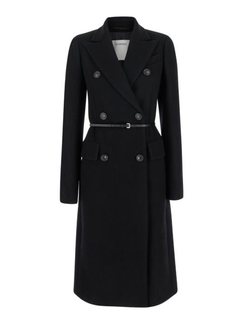 Sportmax Sportmax Women 'Ghia' Black Double-Breasted Coat With Peak Revers In Wool And Cashmere Woman