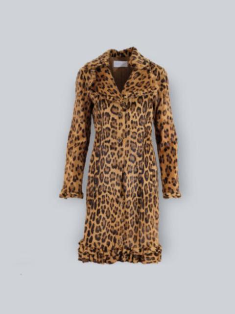 Valentino Leopard Ruffled Coat | Brown | New