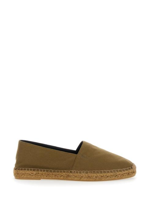 Saint Laurent Men Brown Espadrilles With Tonal Cassandre Embroidery On The Side And Almond Toe In Co