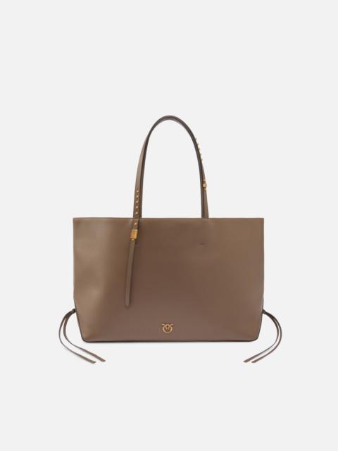 PINKO MEDIUM LEATHER SHOPPER BAG WITH METAL DETAILS