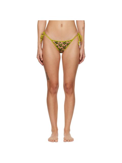 VERSACE Green & Pink 'La Greca' Reversible Bikini Bottoms