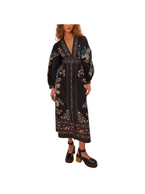 FARM RIO FARM Rio Blossom Tapestry Black Midi Dress