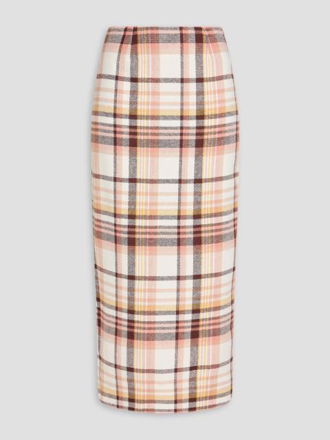Zimmermann Checked linen and cotton-blend midi pencil skirt