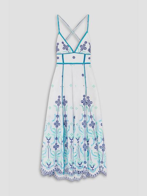 Charo Ruiz Open-back broderie anglaise cotton-blend maxi dress
