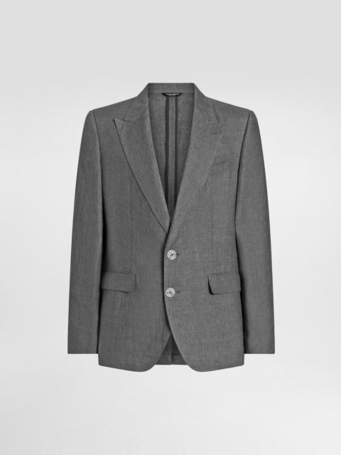 Sicilia single-breasted jacket in washed linen