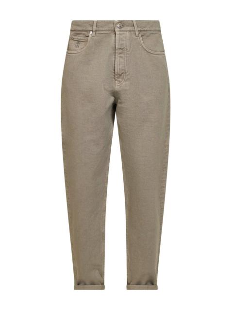 Brunello Cucinelli Brunello Cucinelli Men Khaki Garment-Dyed Denim Iconic Fit Jeans