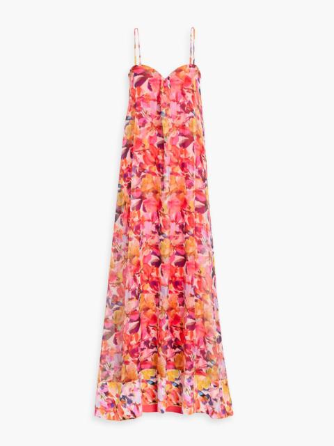 Other Designers Junji draped floral-print chiffon maxi dress