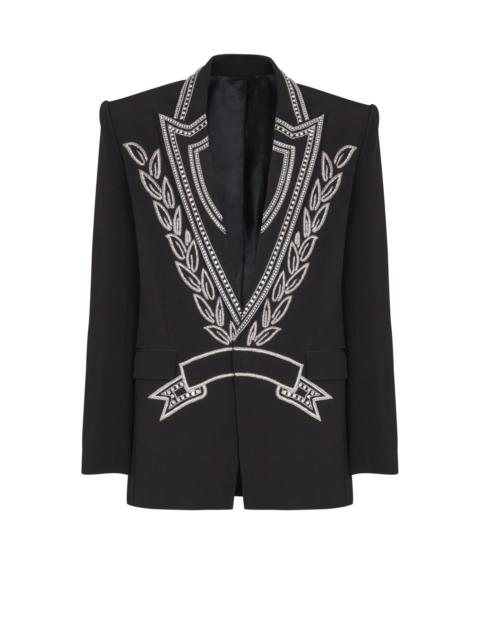 Balmain Crepe 1-button jacket with crystals