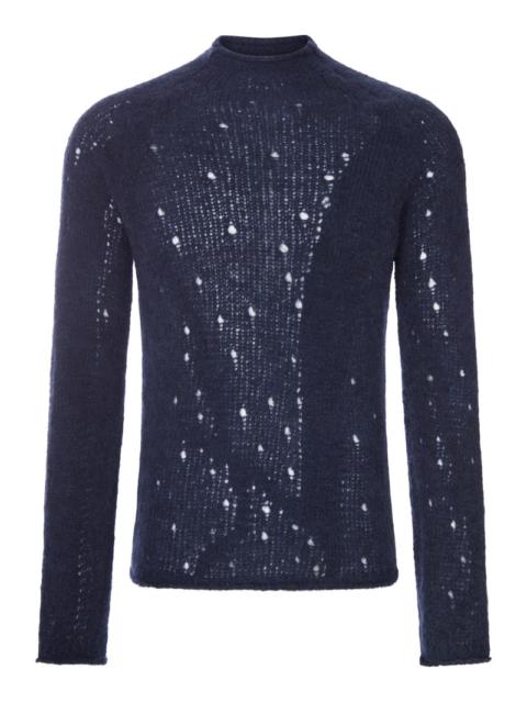 Our Legacy Our Legacy Men Blue Mélange Alpaca Sweater With An Irregular Texture