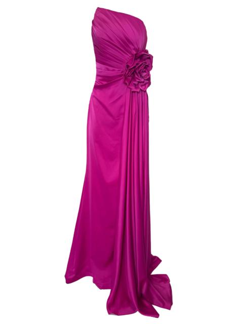 Other Designers Strapless Asymmetric Fuchsia Prom Dress