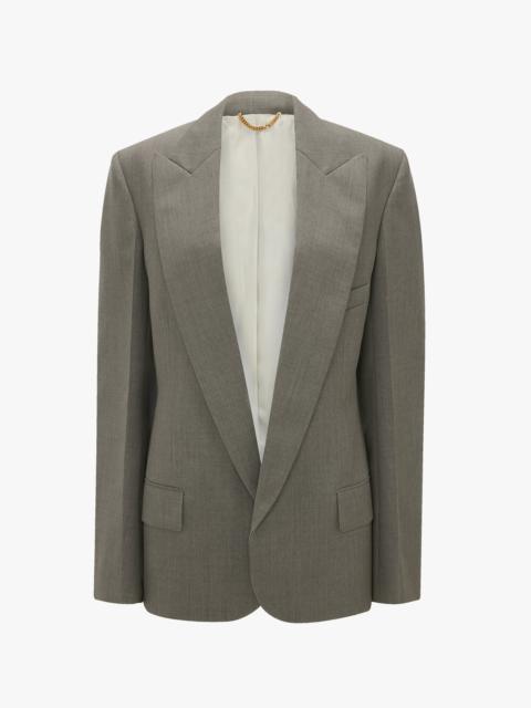 Victoria Beckham Sculptural Sleeve Jacket In Light Grey Melange