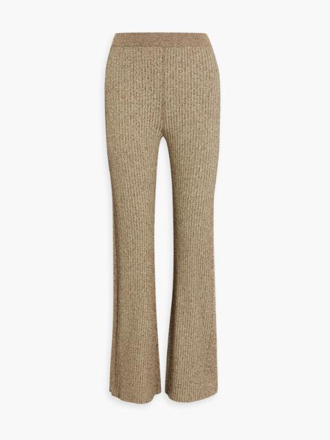 GANNI Mélange ribbed-knit flared pants