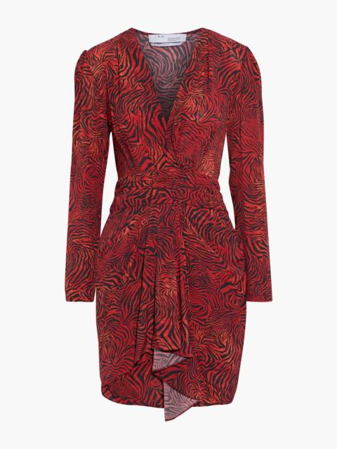 Other Designers Maitri wrap-effect zebra-print crepe de chine mini dress