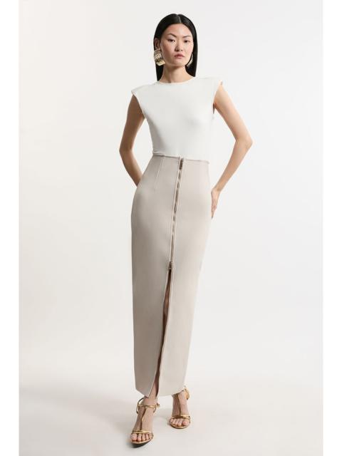 KAREN MILLEN Tall Figure Form Bandage Knit High Waisted Zip Detail Maxi Skirt