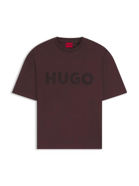 HUGO REFLECTIVE-LOGO T-SHIRT IN COTTON JERSEY