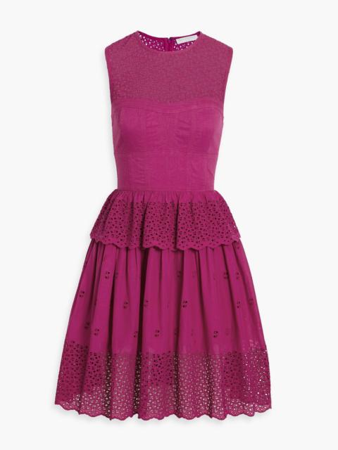 ULLA JOHNSON Jessa tiered broderie anglaise cotton mini dress