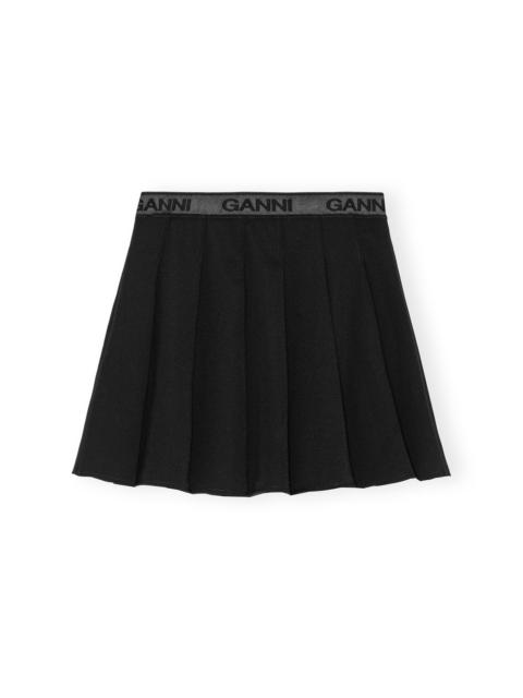 GANNI BLACK LIGHT TWILL PLEATED MINI SKIRT