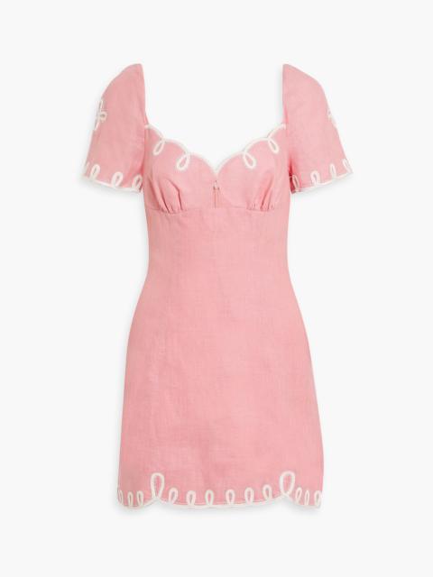 Other Designers Halle embroidered cutout linen mini dress